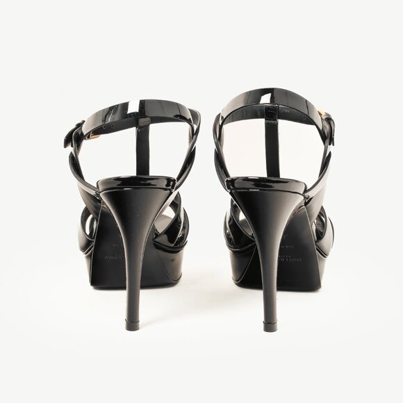 Saint Laurent Tribute Open Toe Black Patent Leather Platform Sandal - Picture 3 of 10